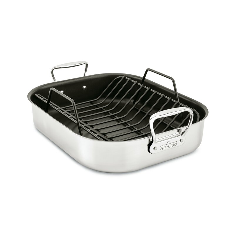 All-Clad Specialty 16 in. Non-Stick Stainless Steel Roasting Pan with All-clad Stainless-steel Nonstick Roasting Pan With Rack